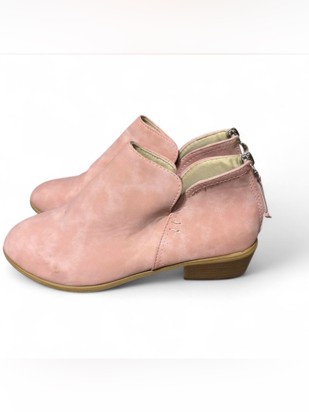 9.5 Pink Suede Ankle Boots with Zipper Back